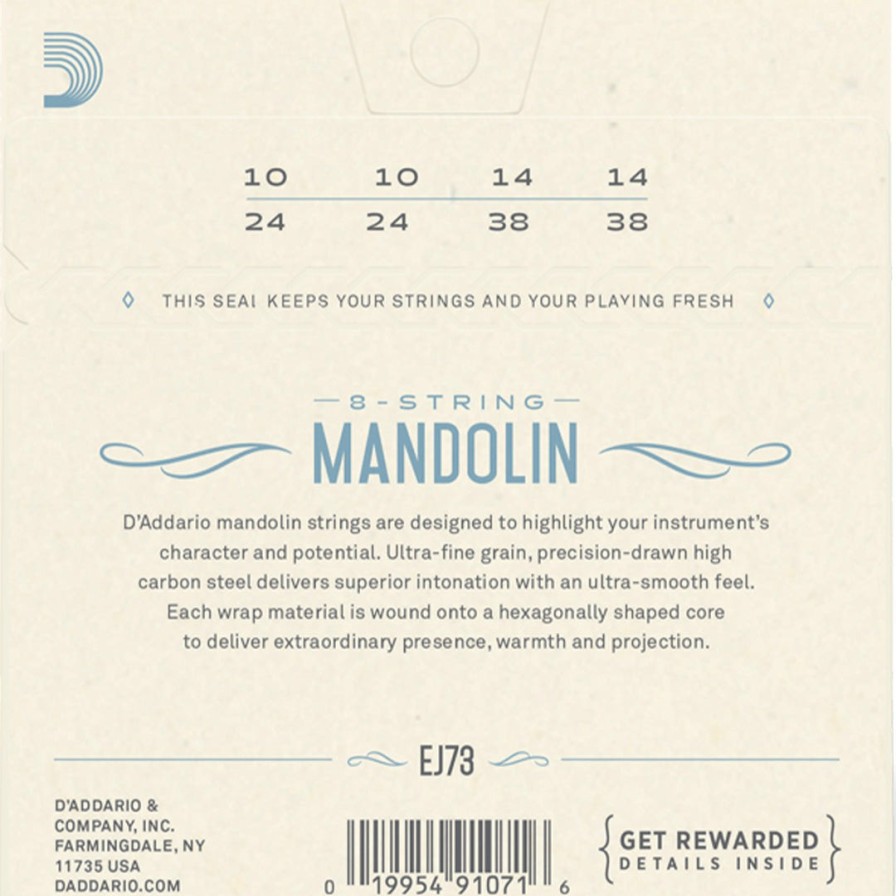 Strings D'Addario Mandolin Strings | D'Addario Ej73 Phosphor Bronze Mandolin String Set, Light