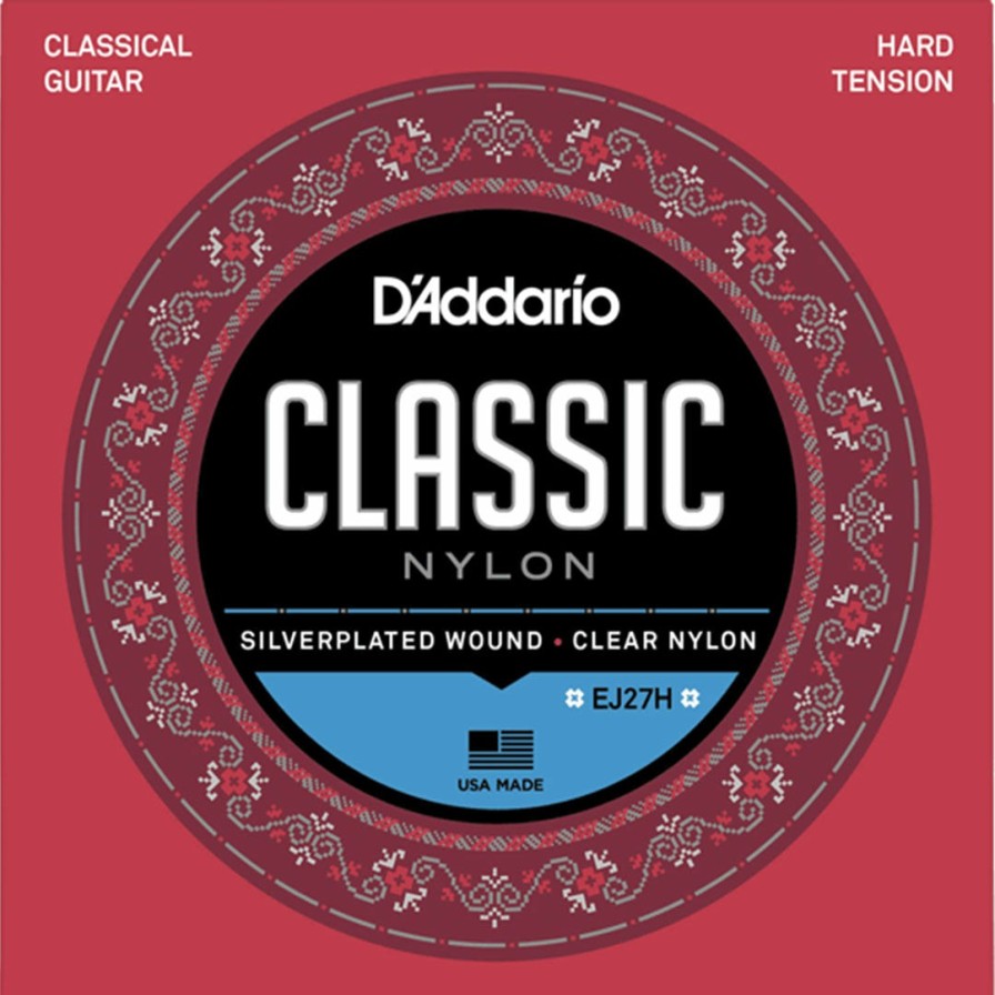 Strings D'Addario Guitar Strings | D'Addario Ej27H Student Nylon Classical Guitar String Set, Hard