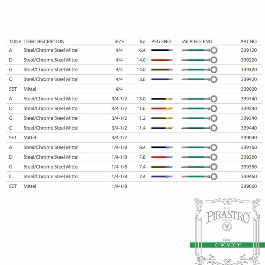 Strings Pirastro String Sets | Pirastro Chromcor Cello String Set