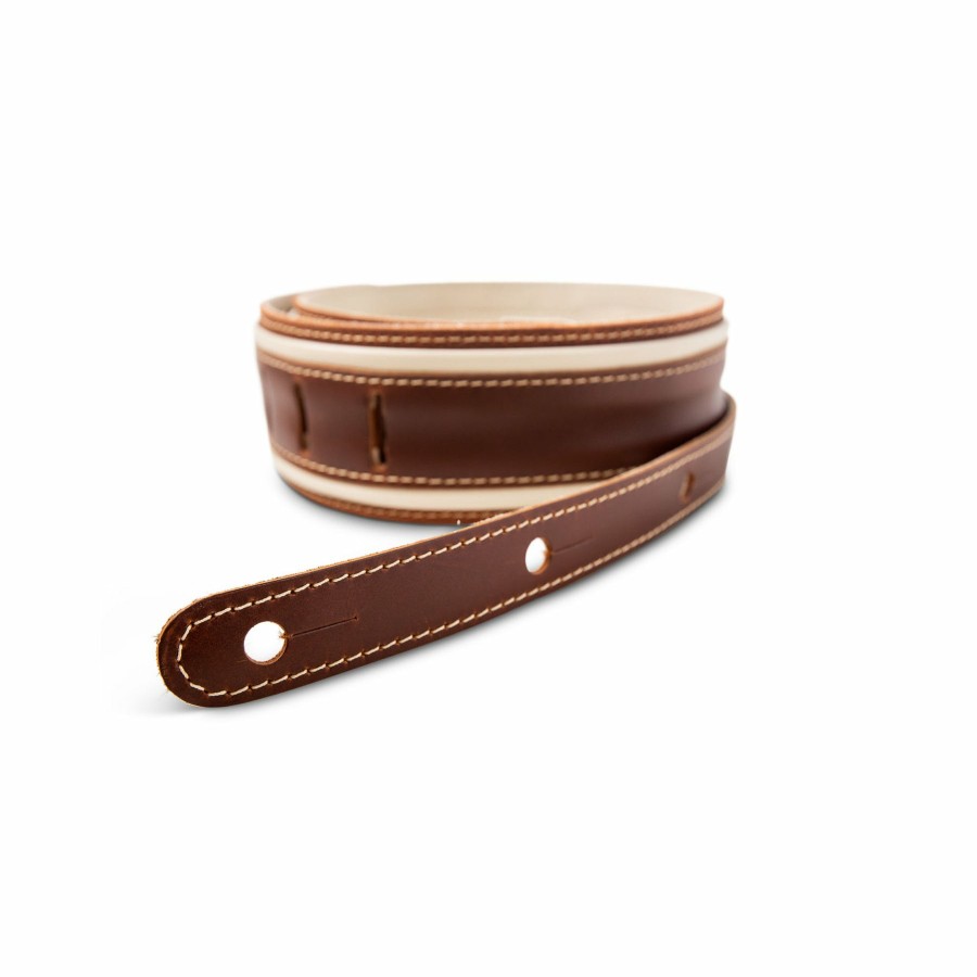 Accessories Taylor Guitars Instrument Straps | Taylor Element 2.5" Leather Guitar Strap - Brown/Cream