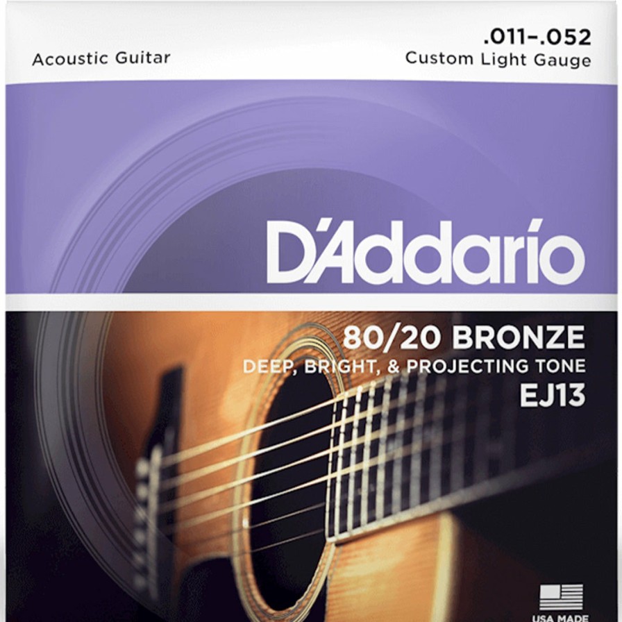 Strings D'Addario Guitar Strings | D'Addario Ej13 80/20 Bronze Acoustic Guitar String Set, Custom Light