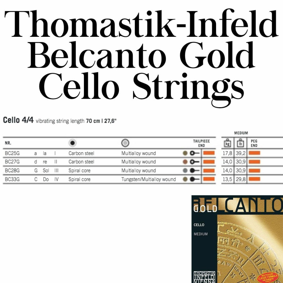 Strings Thomastik String Sets | Thomastik Belcanto Gold Cello String Set