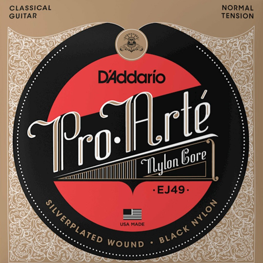 Strings D'Addario Guitar Strings | D'Addario Ej49 Pro-Arte Black Nylon Classical Guitar String Set, Normal