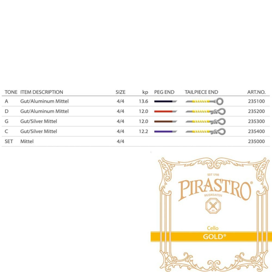 Strings Pirastro String Sets | Pirastro Gold Cello String Set