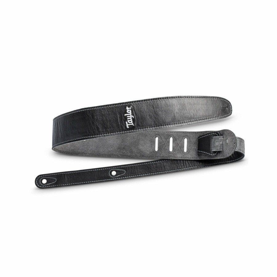 Accessories Taylor Guitars Instrument Straps | Taylor 2.5" Black Leather Guitar Strap - Black, Suede Back