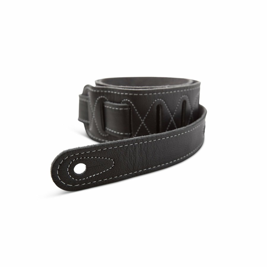 Accessories Taylor Guitars Instrument Straps | Taylor 2.5" Black Leather Guitar Strap - Black, Suede Back