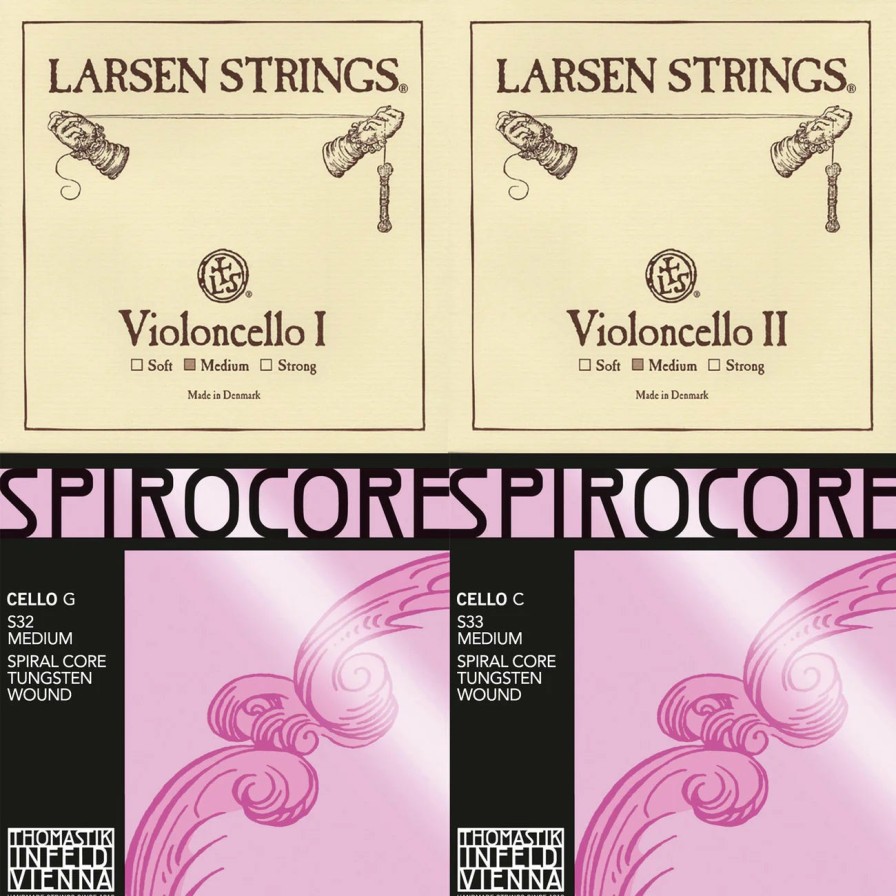 Strings Custom String Sets String Sets | Larsen A & D, Thomastik Spirocore Tungsten G & C Combo Cello String Set