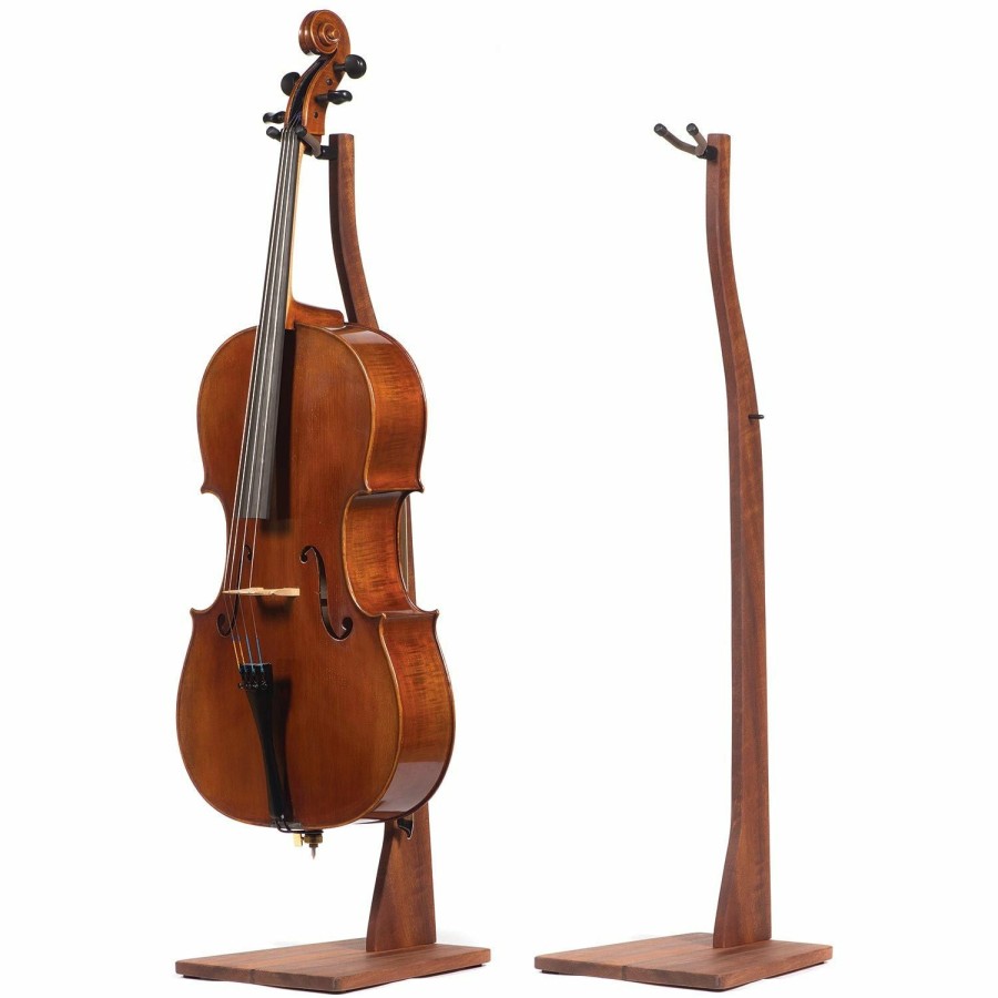 Accessories Zither Instrument Stands & Holders | Zither Handcrafted Solid Wood Cello Stand With Bow Holder