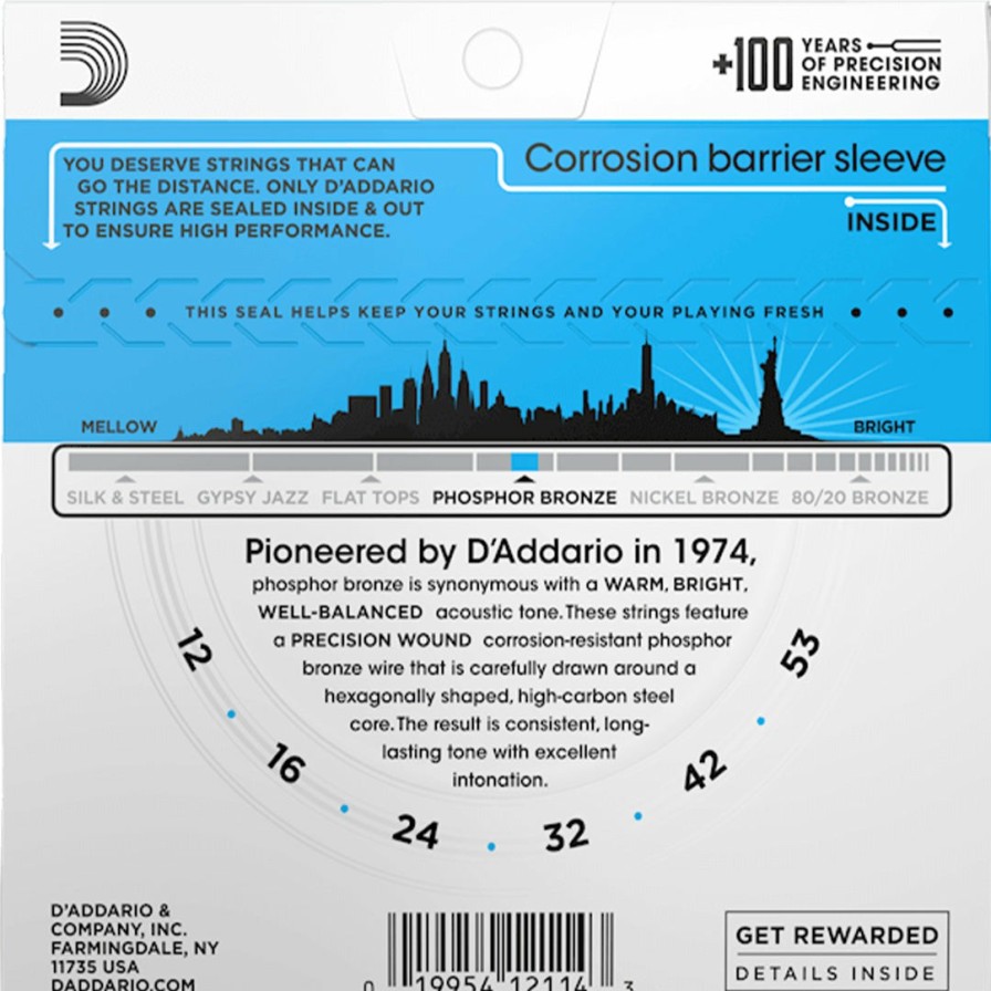 Strings D'Addario Guitar Strings | D'Addario Ej16 Phosphor Bronze Acoustic Guitar Strings, Light