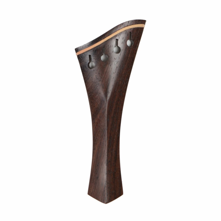 Accessories Supreme Chinrests & Fittings | Harp Model Rosewood Professional Violin Tailpiece With Pearwood Trim