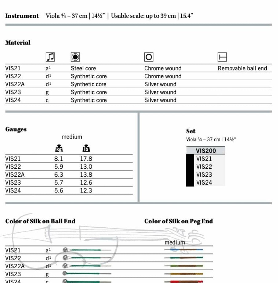 Strings Thomastik String Sets | Thomastik Vision Solo Viola String Set