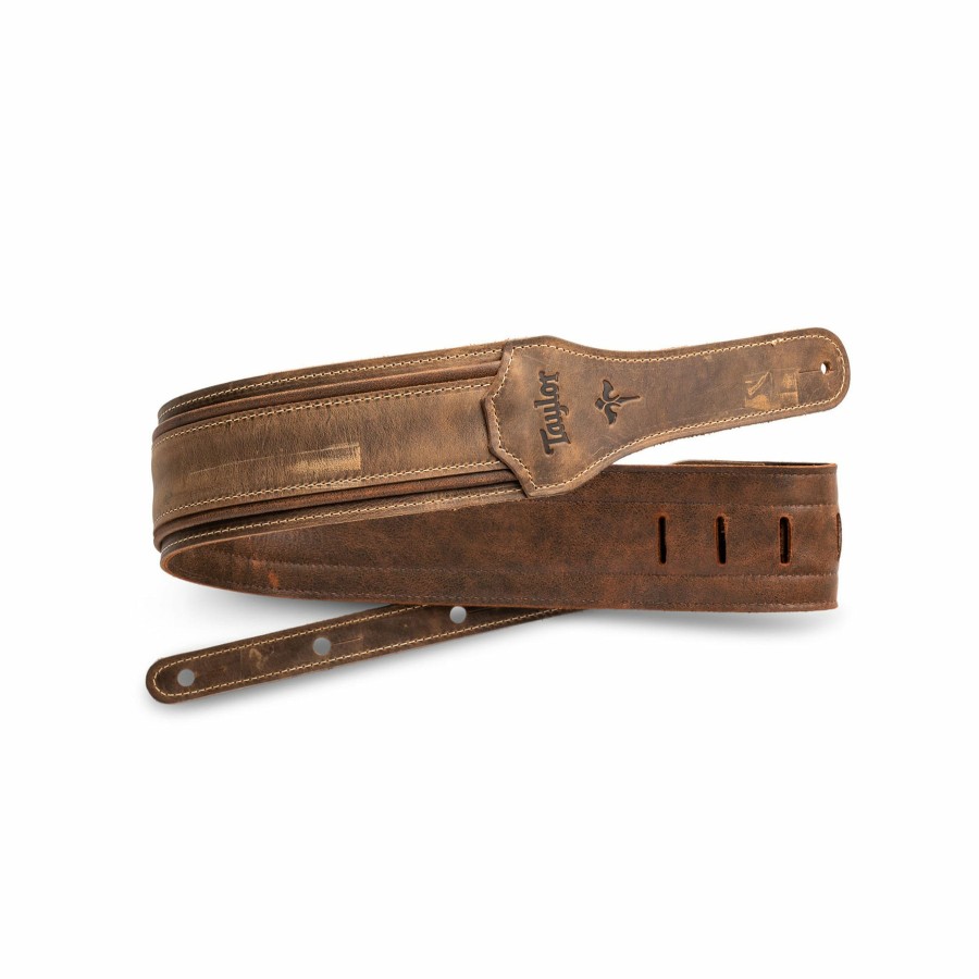 Accessories Taylor Guitars Instrument Straps | Taylor Wings Distressed Leather Guitar Strap