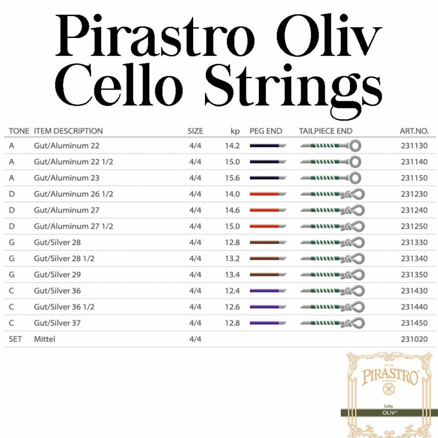 Strings Pirastro String Sets | Pirastro Oliv Cello String Set