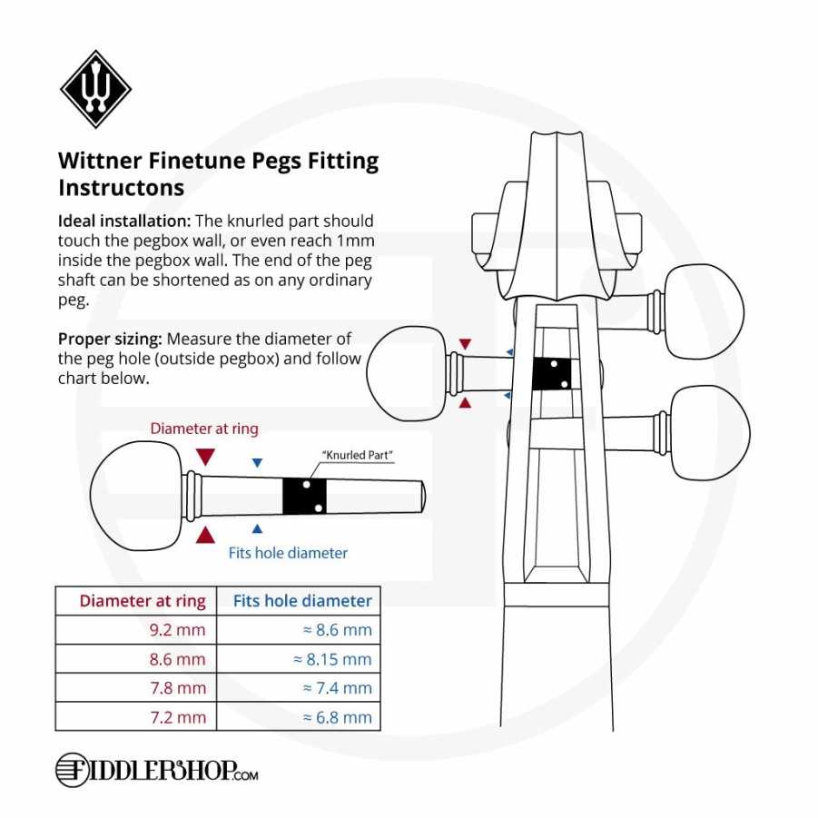 Accessories Wittner Chinrests & Fittings | Wittner Finetune Geared Viola Peg Set