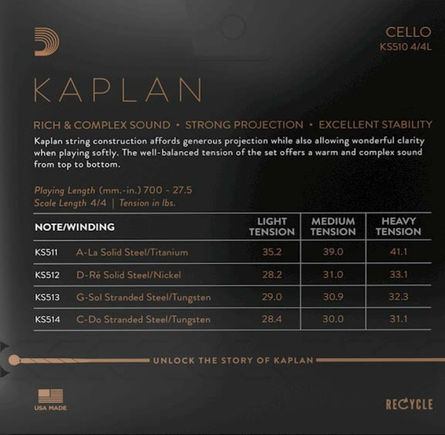 Strings D'Addario G Strings | D'Addario Kaplan Cello G String