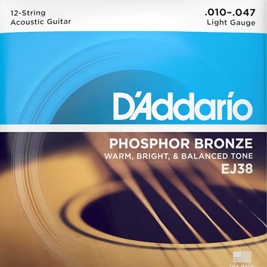 Strings D'Addario Guitar Strings | D'Addario Ej38 Phosphor Bronze 12-String Acoustic Guitar String Set, Light