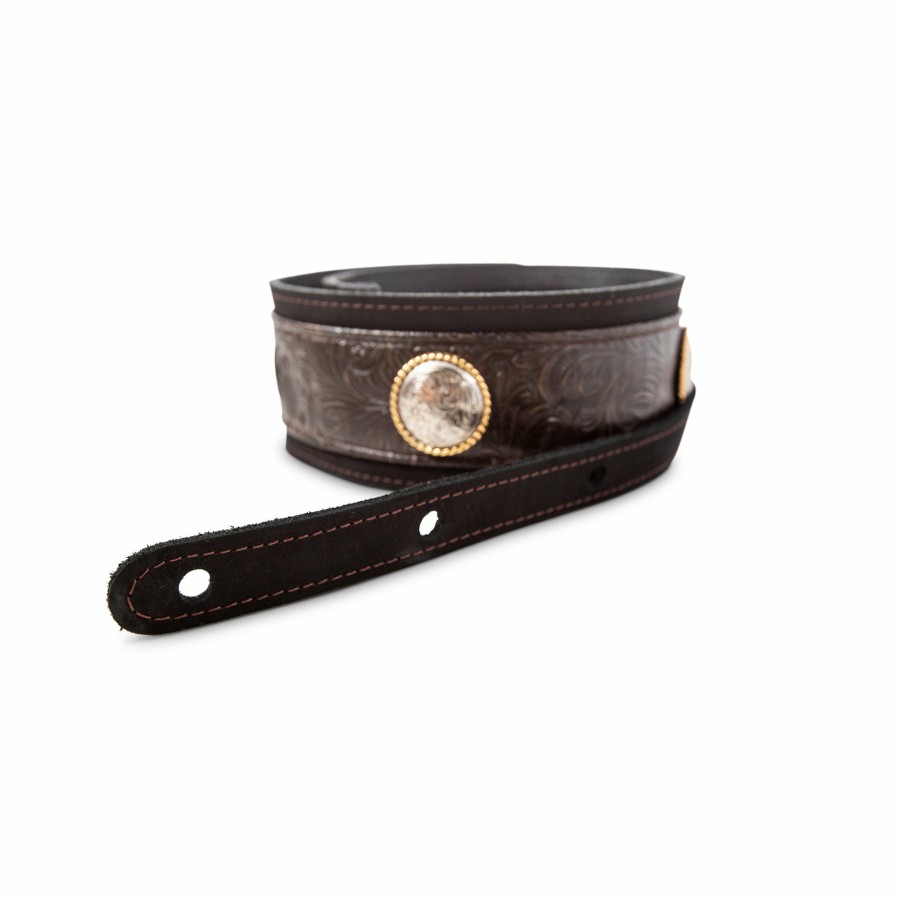 Accessories Taylor Guitars Instrument Straps | Taylor Grand Pacific 3" Nickel Concho Leather Guitar Strap