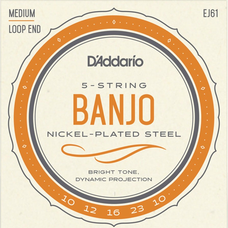 Strings D'Addario Banjo Strings | D'Addario Ej61 Nickel Wound 5-String Banjo String Set, Medium