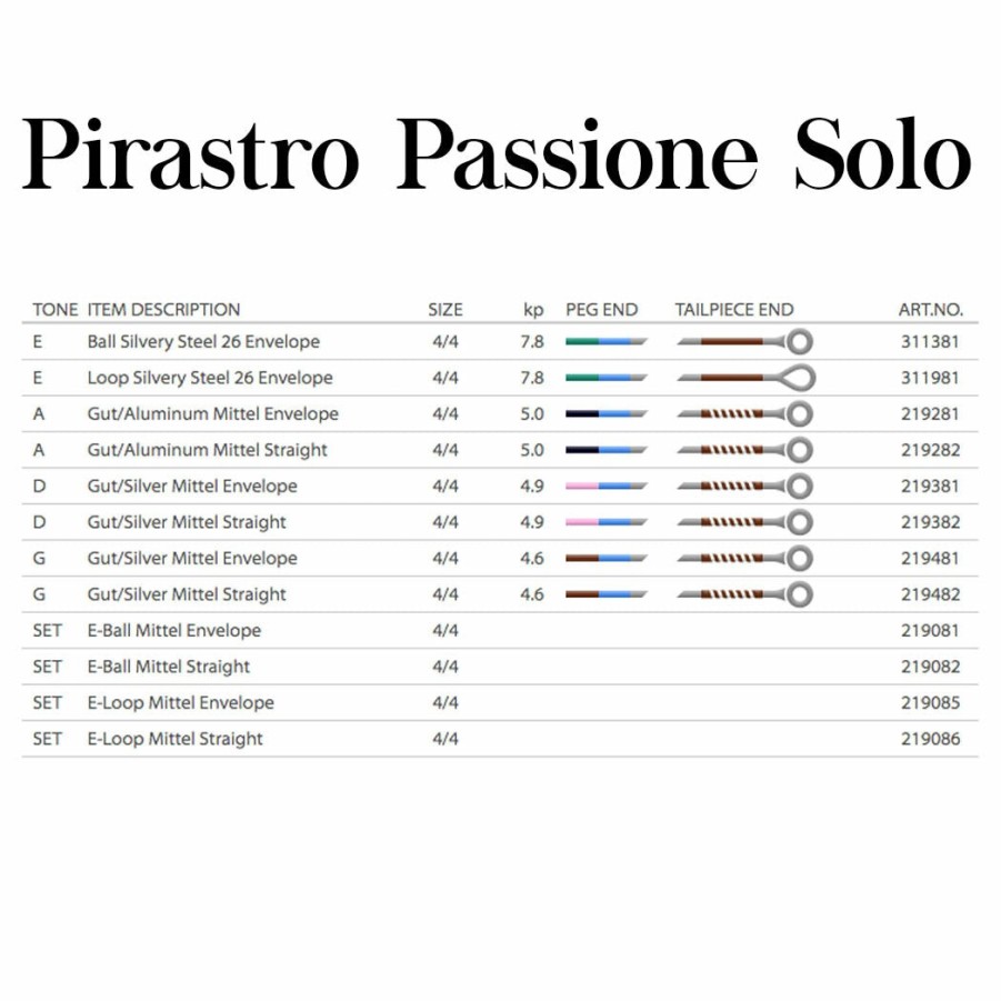 Strings Pirastro E Strings | Pirastro Passione Solo Violin E String