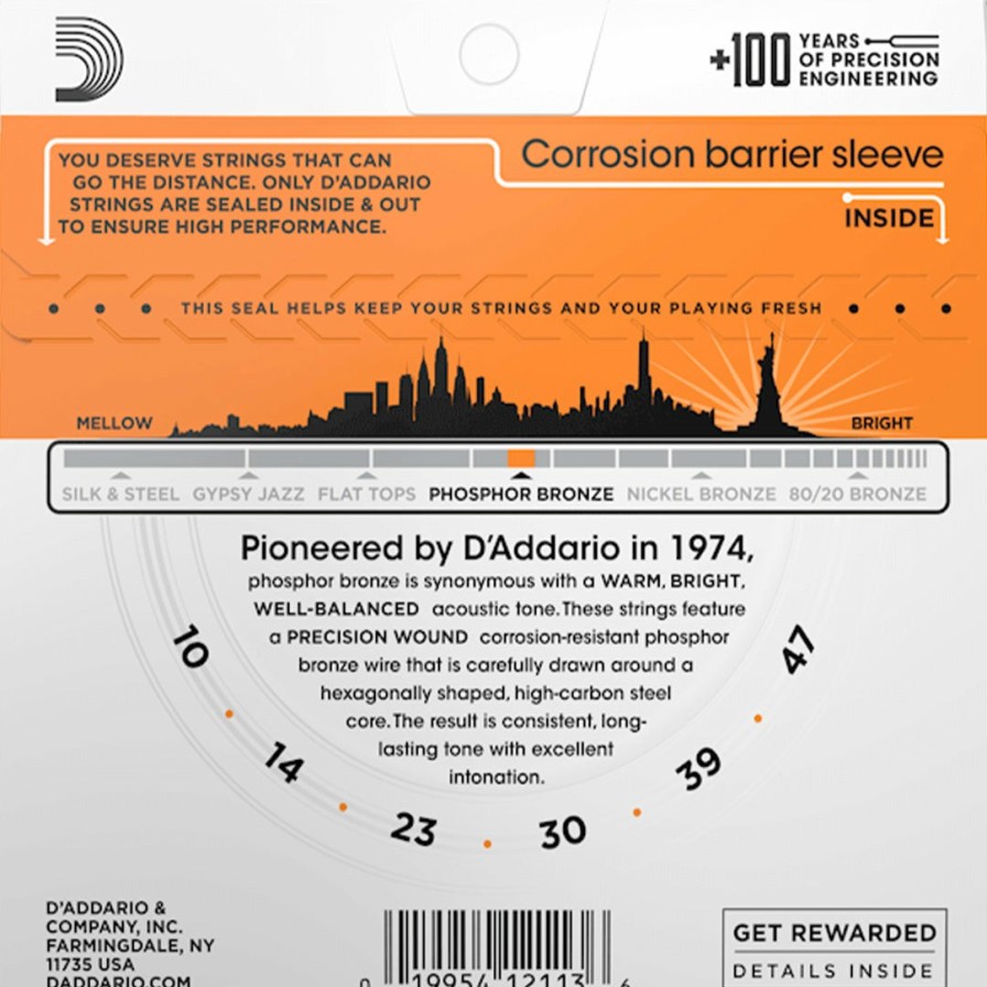 Strings D'Addario Guitar Strings | D'Addario Ej15 Phosphor Bronze Acoustic Guitar Strings, Extra Light