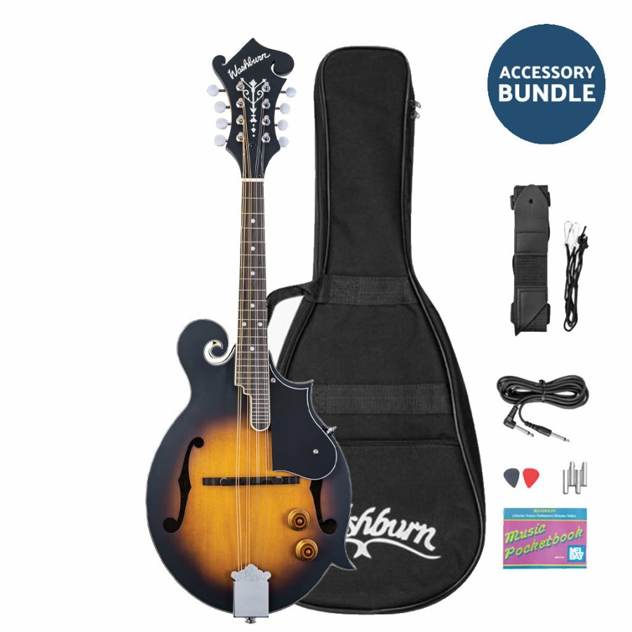 Instruments Washburn Mandolins | Washburn Americana M3E Acoustic-Electric Mandolin Outfit