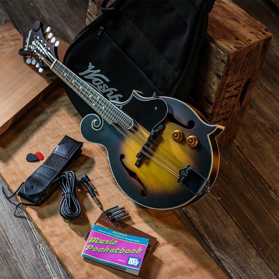 Instruments Washburn Mandolins | Washburn Americana M3E Acoustic-Electric Mandolin Outfit