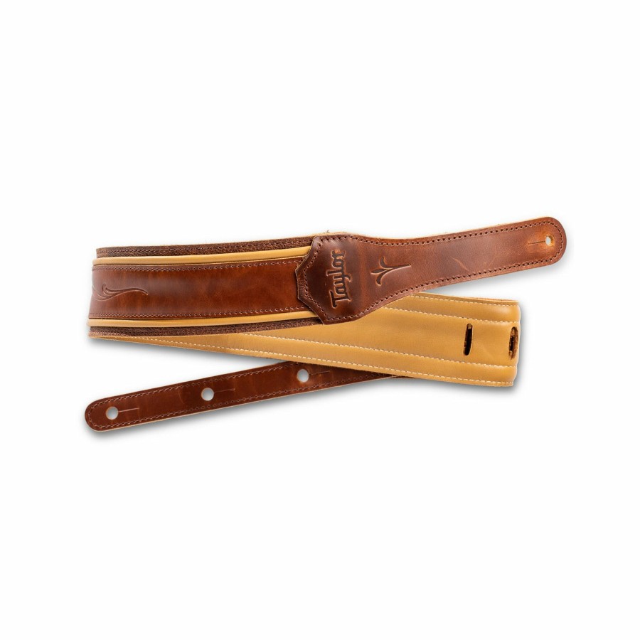 Accessories Taylor Guitars Instrument Straps | Taylor Spring Vine 2.5" Leather Guitar Strap - Medium Brown