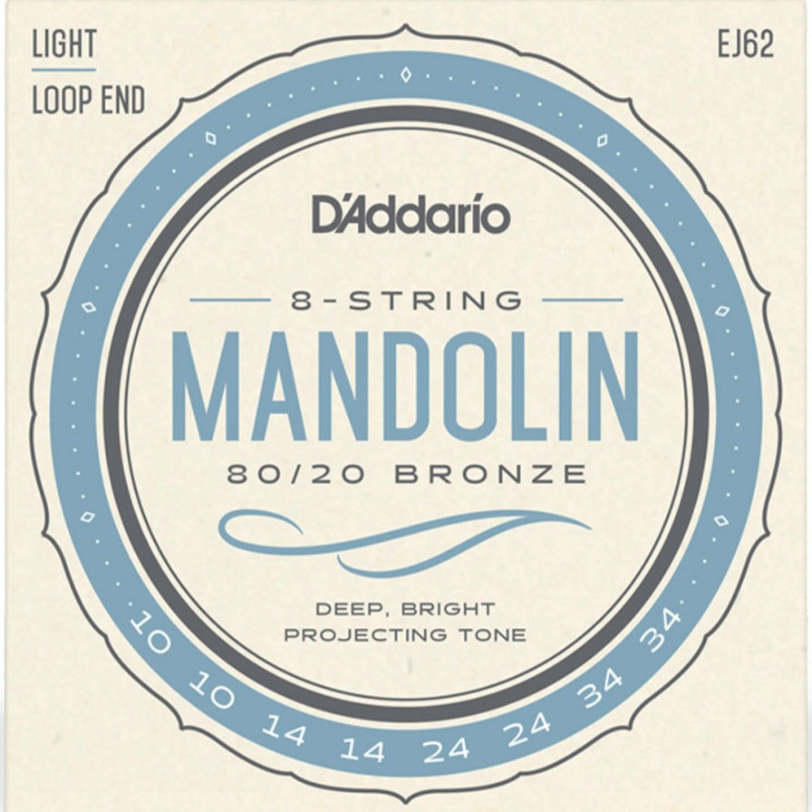 Strings D'Addario Mandolin Strings | D'Addario Ej62 80/20 Bronze Mandolin String Set, Light