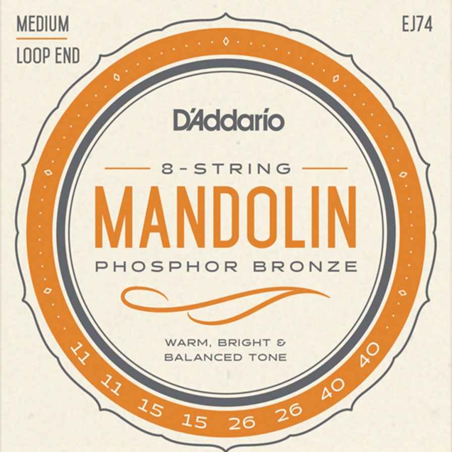 Strings D'Addario Mandolin Strings | D'Addario Ej74 Phosphor Bronze Mandolin String Set, Medium