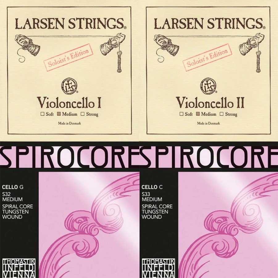 Strings Custom String Sets String Sets | Larsen Soloist A & D, Thomastik Spirocore Tungsten G & C Combo Cello String Set