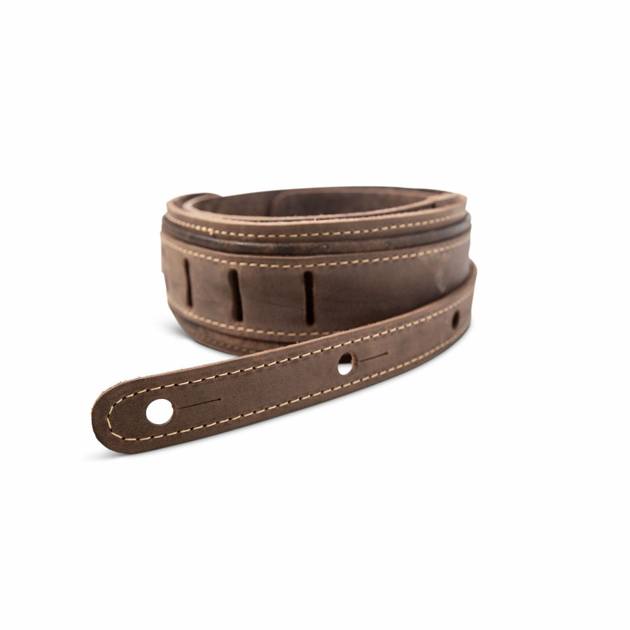 Accessories Taylor Guitars Instrument Straps | Taylor Element Distressed 2.5" Leather Guitar Strap - Dark Brown