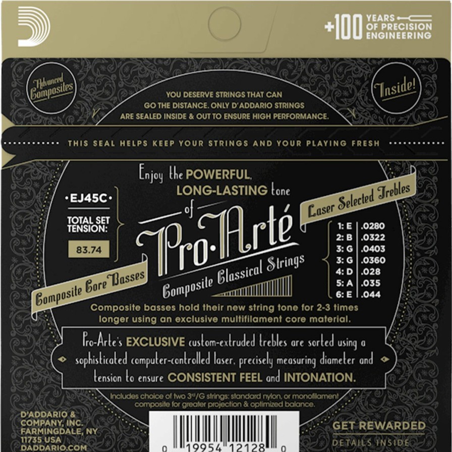 Strings D'Addario Guitar Strings | D'Addario Ej45C Pro-Arte Composite Classical Guitar String Set, Normal