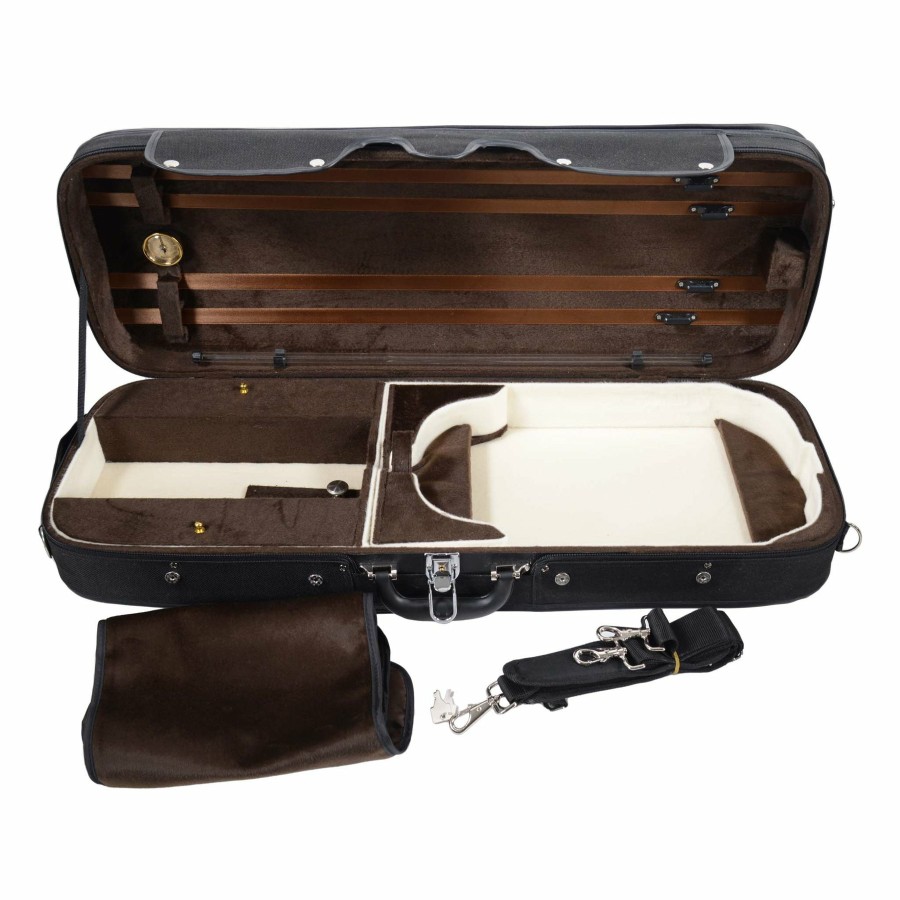 Cases Fiddlershop Oblong Cases | Oblong Wood Shell Adjustable Viola Case