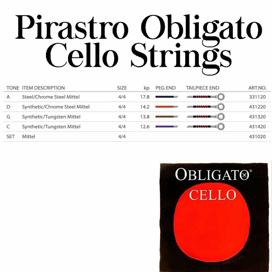 Strings Pirastro String Sets | Pirastro Obligato Cello String Set