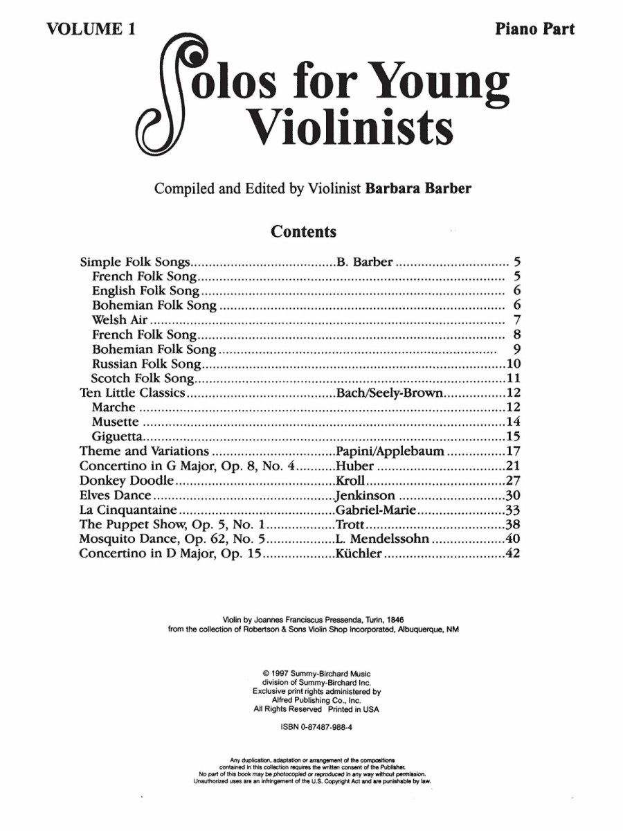 Accessories Barbara Barber Violin Music | Solos For Young Violinists, Volume 1