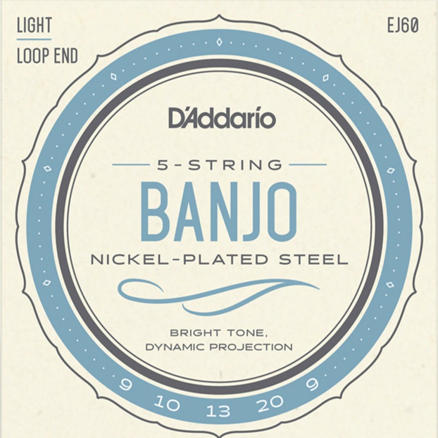 Strings D'Addario Banjo Strings | D'Addario Ej60 Nickel Wound 5-String Banjo String Set, Light